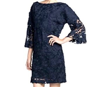 LOFT Navy Blue Lace Overlay Sheath Dress 8 Special Occasion Wedding Cocktail